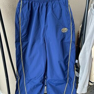 Blue Track Pants with Yellow Trim